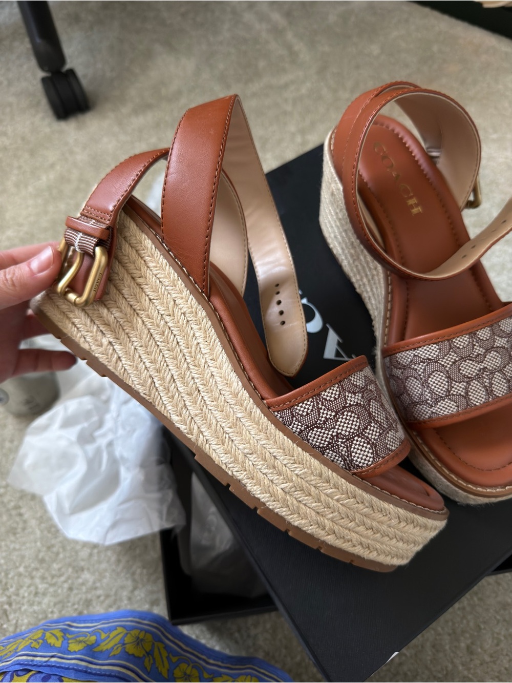 Coach Brown Wedge Sandals - Size 6.5 - Picture 3 of 4